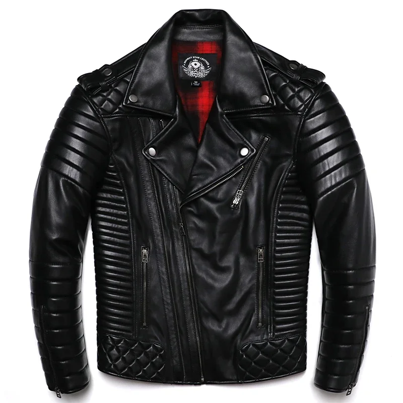 New Sheepskin Genuine Leather Jacket Oblique Zipper Fashion Motocycle Slim Jackets Soft Spring and Autum Clothing Short Coat 9 S2d099a8b2b264d0bb203cfcd0d2d59af9