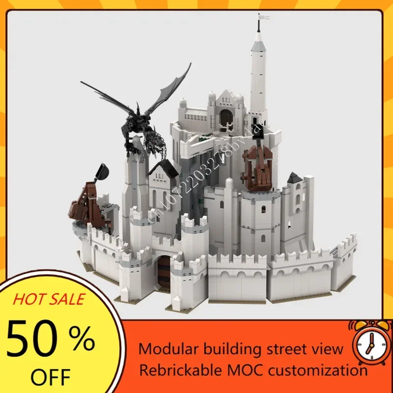 

2815 шт., белый город гондора, модульная MOC, креативная модель с видом на улицу, пазлы на заказ, архитектура, сборная модель «сделай сам», игрушка в подарок