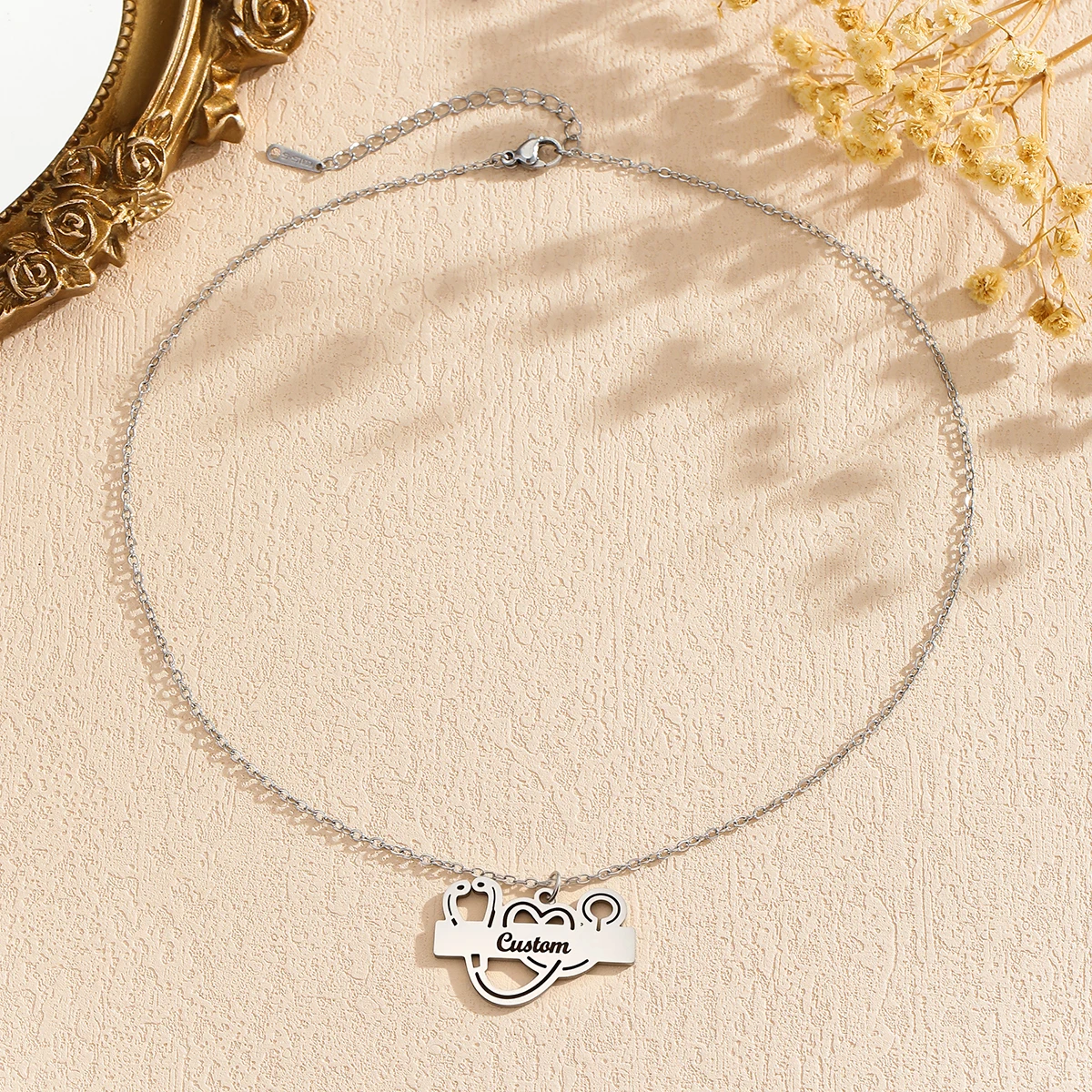 Cxwind مخصص اسم قلادة الفولاذ المقاوم للصدأ قلادة شخصية السماعة حجر الراين قلادة سلاسل للنساء مجوهرات هدية