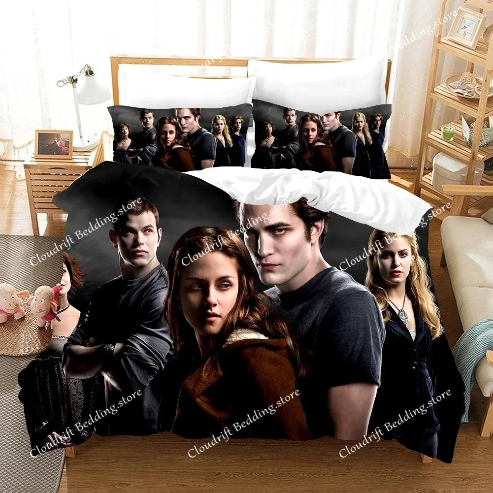 Twilight Series Duvet Cover Set and Pillowcases Vampire Hot Movies Single King Full Fashion 3D Bedding Set for Adults Bed Linen