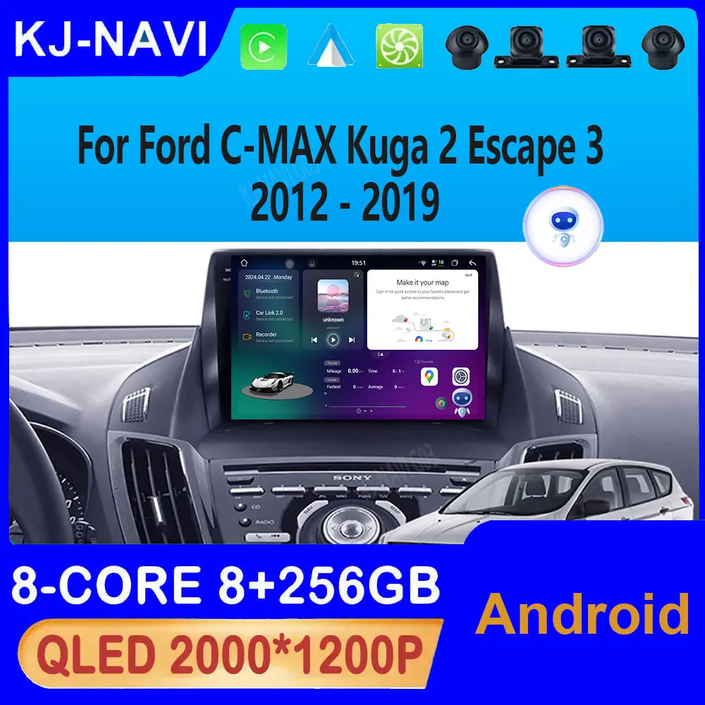 

Android Auto Wireless Carplay For Ford Kuga 2 Escape 3 2012 - 2019 GPS Navigation Car Radio Multimedia Video Player 4G LTE WiFi