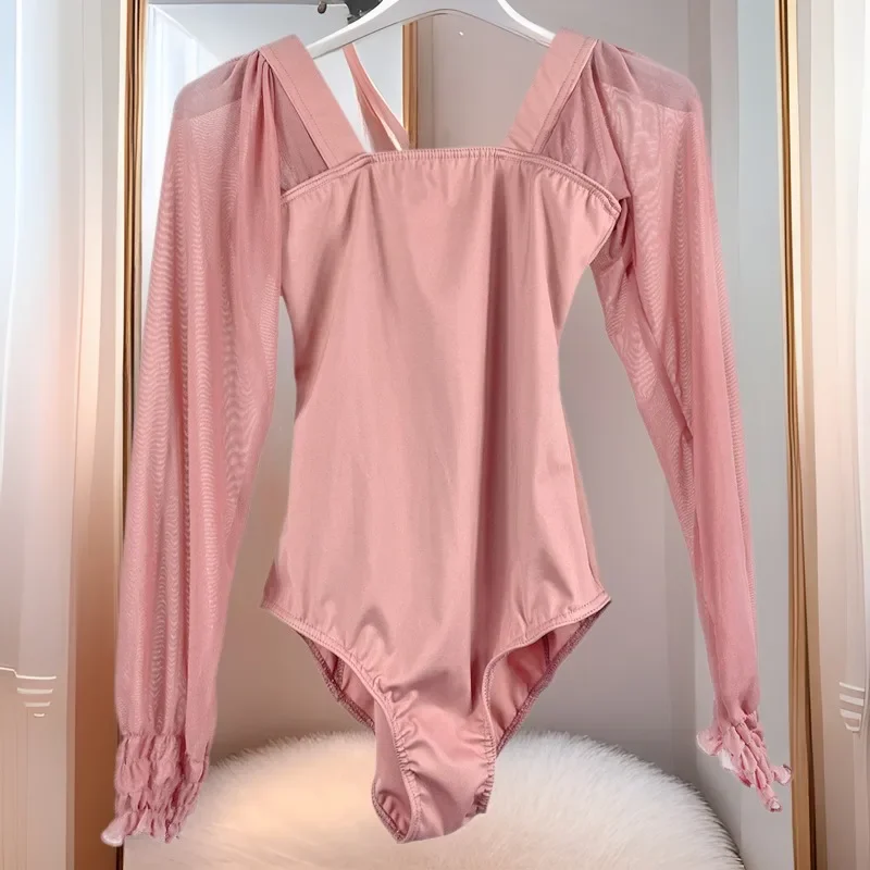 

customized ballet costume women Chinese dance jumpsuit white gymnastics bodysuit aerial yoga practice suit caderines danza arabe