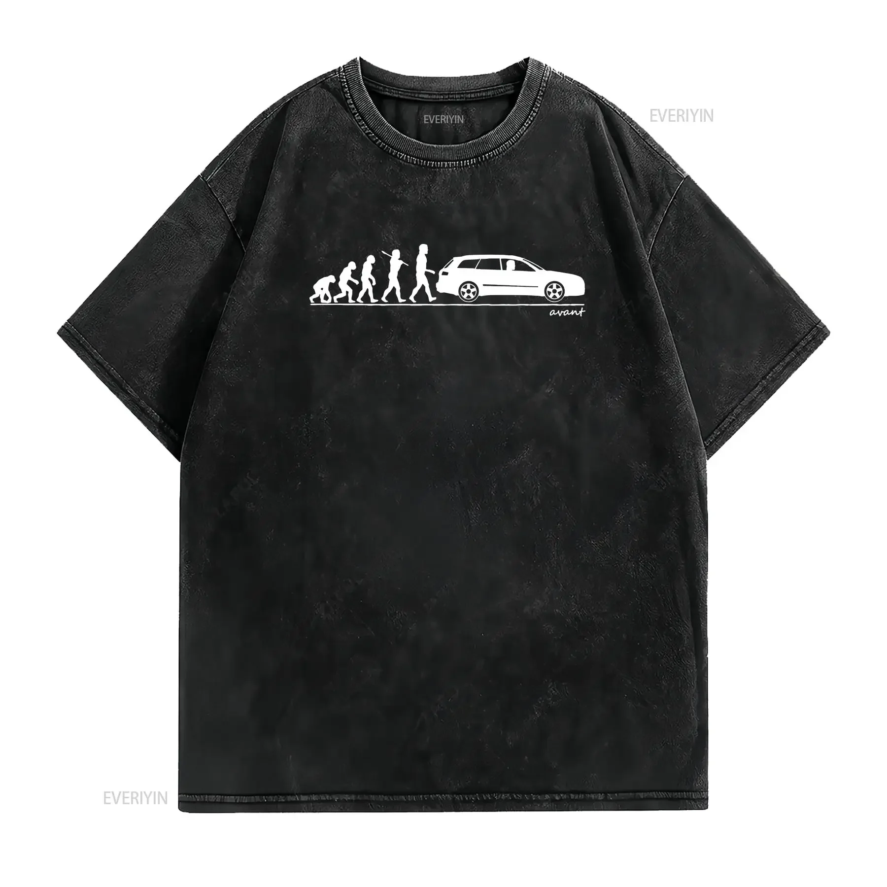 Classic car A4 Avant Evolution of Man T Shirt vintage Washed graphic Unisex fashion Stretched Breathable homme Stylish