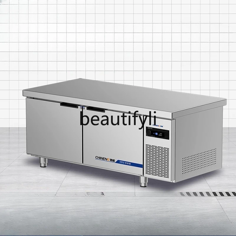 

Commercial refrigeration workbench Fresh-keeping freezer Double temperature milk tea equipment operation bench