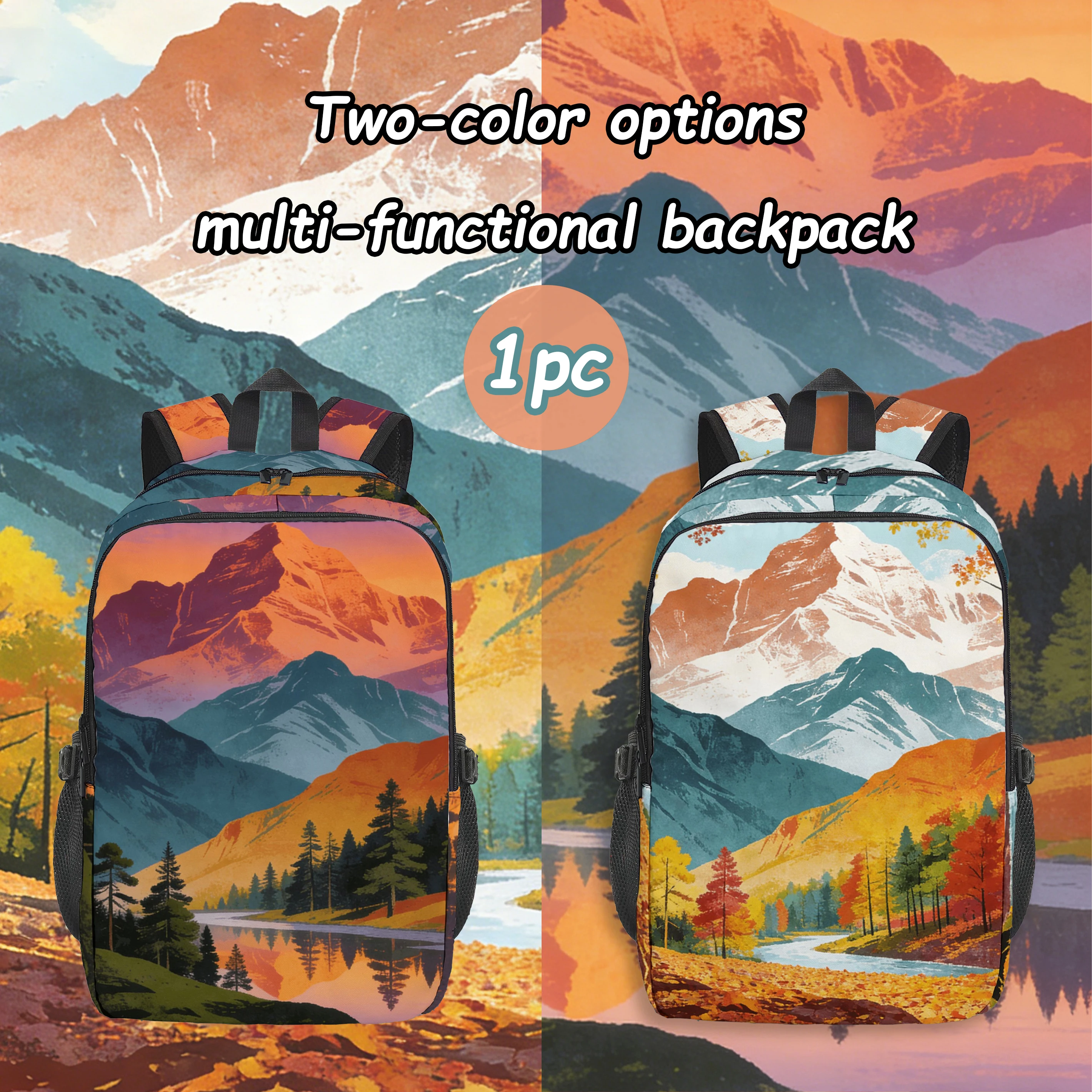 

Рюкзак с дизайном натурального пейзажа, 1 шт., два варианта цвета, вместительная сумка для компьютера, подарки для влюбленных и друзей