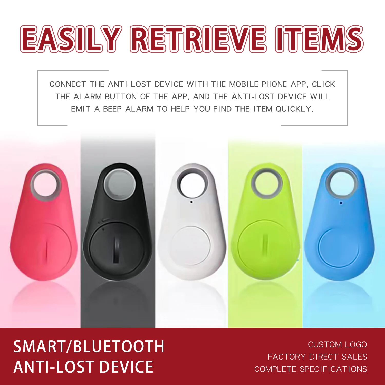 Smart Mini Bluetooth Water Drop Locator Two-way Alarm Keychain Object Finder Pet dog cat Child Anti-Lost Tracker