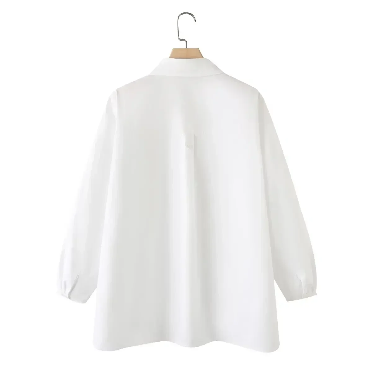 Chemise en coton à manches longues pour femmes, ourlet fendu, design ample, simple boutonnage, rétro, poche, haut chic, nouvelle mode, 2024