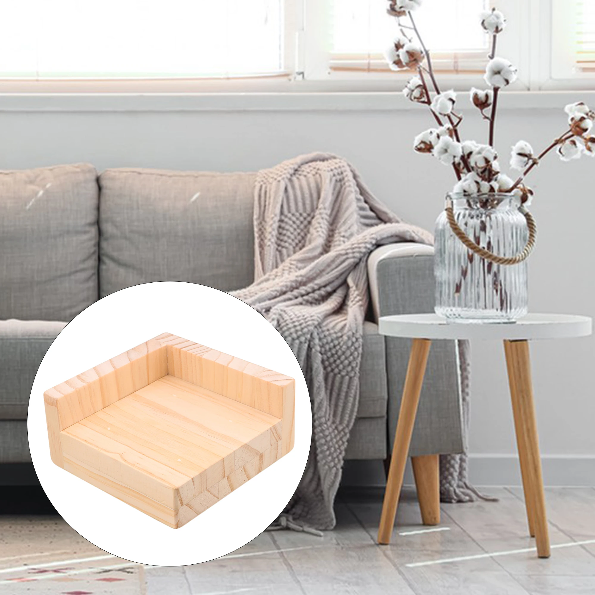 4 Pcs L Shaped Furniture Lifts Feet Wood Color 115x115x30mm for Sofa Bed