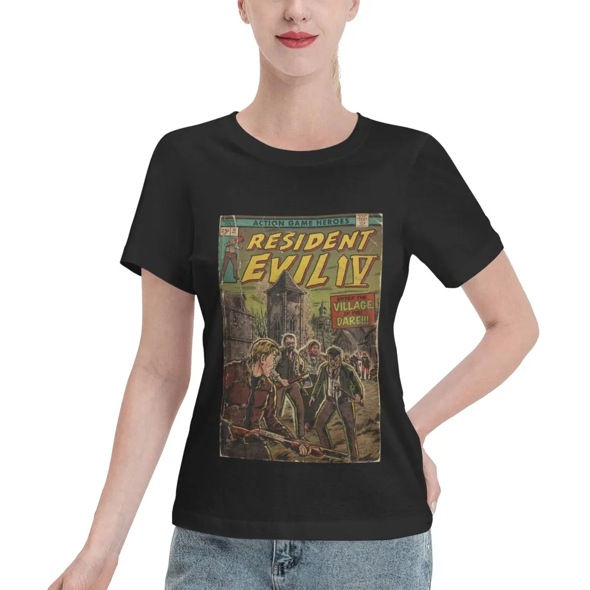 Excellent Craftsmanship ENTER THE VILLAGE Fan Art Comic Cover Women's T-shirt French Chic Comfy Daily Top
