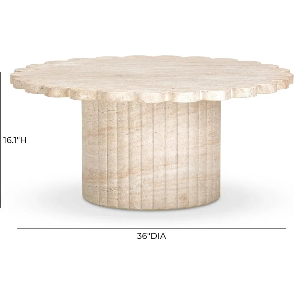 Washed Travertine Finish Indoor/Outdoor Coffee Table