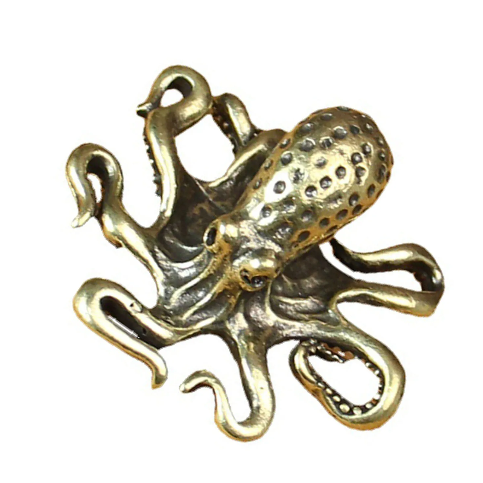 Tea Lovers Octopus Tea Pet Vintage Brass Miniatures Ornament for Home Office Car Decor Retro Tabletop Figurine Gift