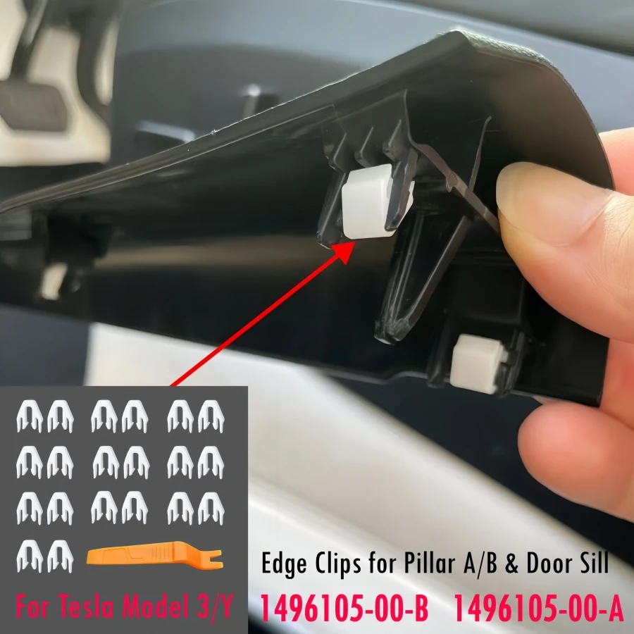 20/40 PCS Clips de fixation en nylon pour garniture de seuil de porte Tesla Model 3 Y, piliers et moulures 1496105-00-B 1496105-00-A