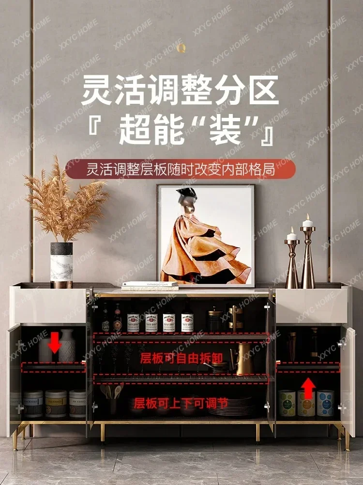 Q ضوء خزانة جانبية فاخرة غرفة المعيشة خزانة النبيذ المتكاملة جدار خزانة الشاي خزانة المطبخ