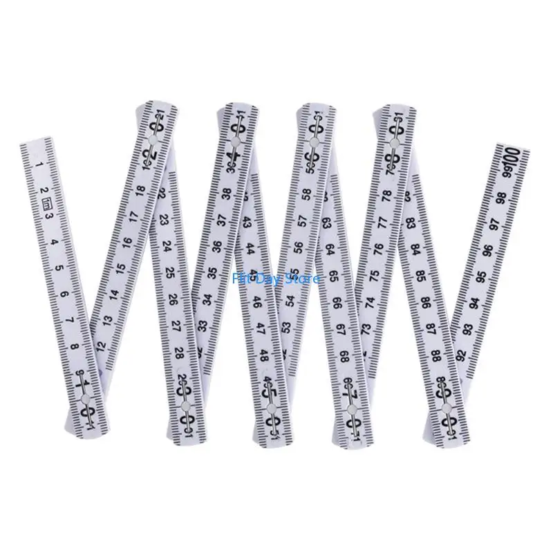 F92C 2Pcs 1meter Foldable Measuring Tool Plastic Ruler Tool for Various Application