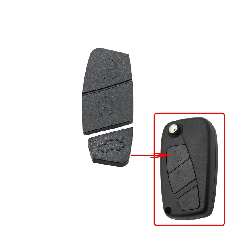 Cocolockey Rubber Key Pad Buttons In Black Color Fit For Fiat Punto Ducato Stilo Panda  3 Buttons New Replacement Pad 20pcs/lots