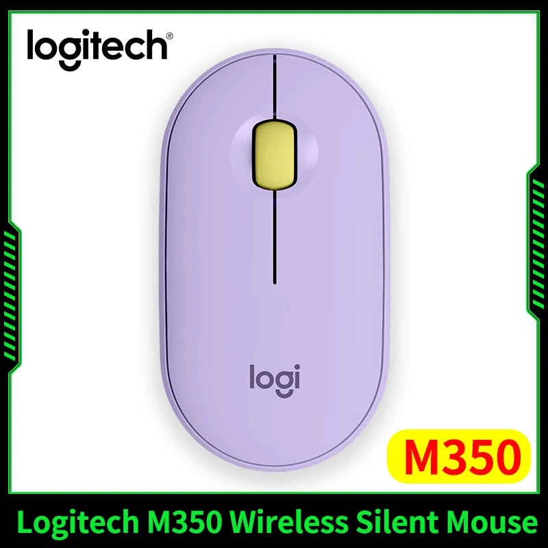 لوجيتك بيبل M350 سماعة لاسلكية تعمل بالبلوتوث، وضع مزدوج صامت، كمبيوتر محمول لطيف للأولاد والبنات، ضوء مكتب منزلي ومريح ومحمول