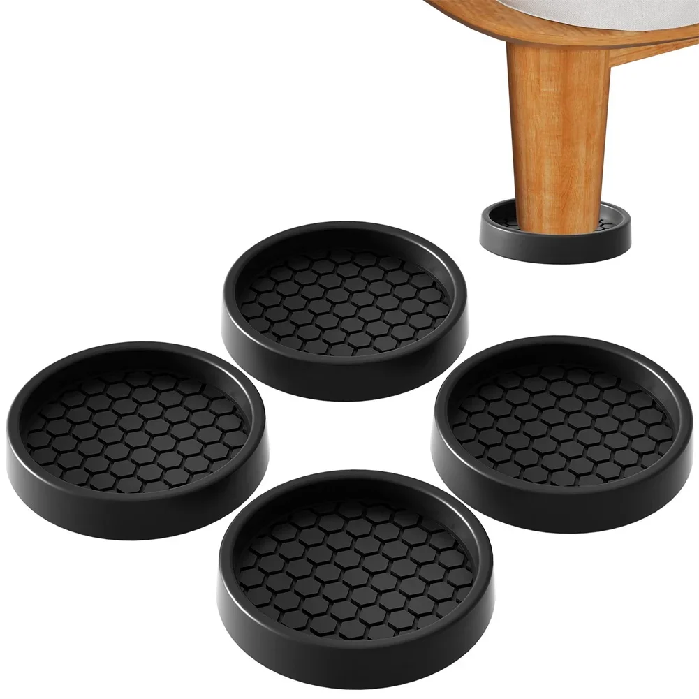 4pcs Furniture Sliders Round Rubber Furniture Caster Cups Anti-Slip Coasters For Hardwood Floors Noise Reduction Protector Parts