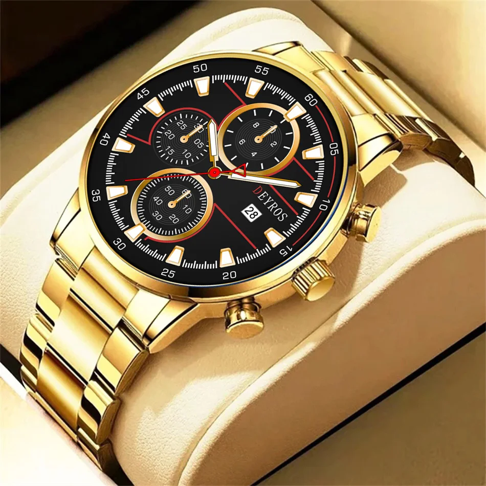 DEYROS Fashion Men's Calendar Watch Business Quartz Casual Timepiece Black Friday Gift for Dad