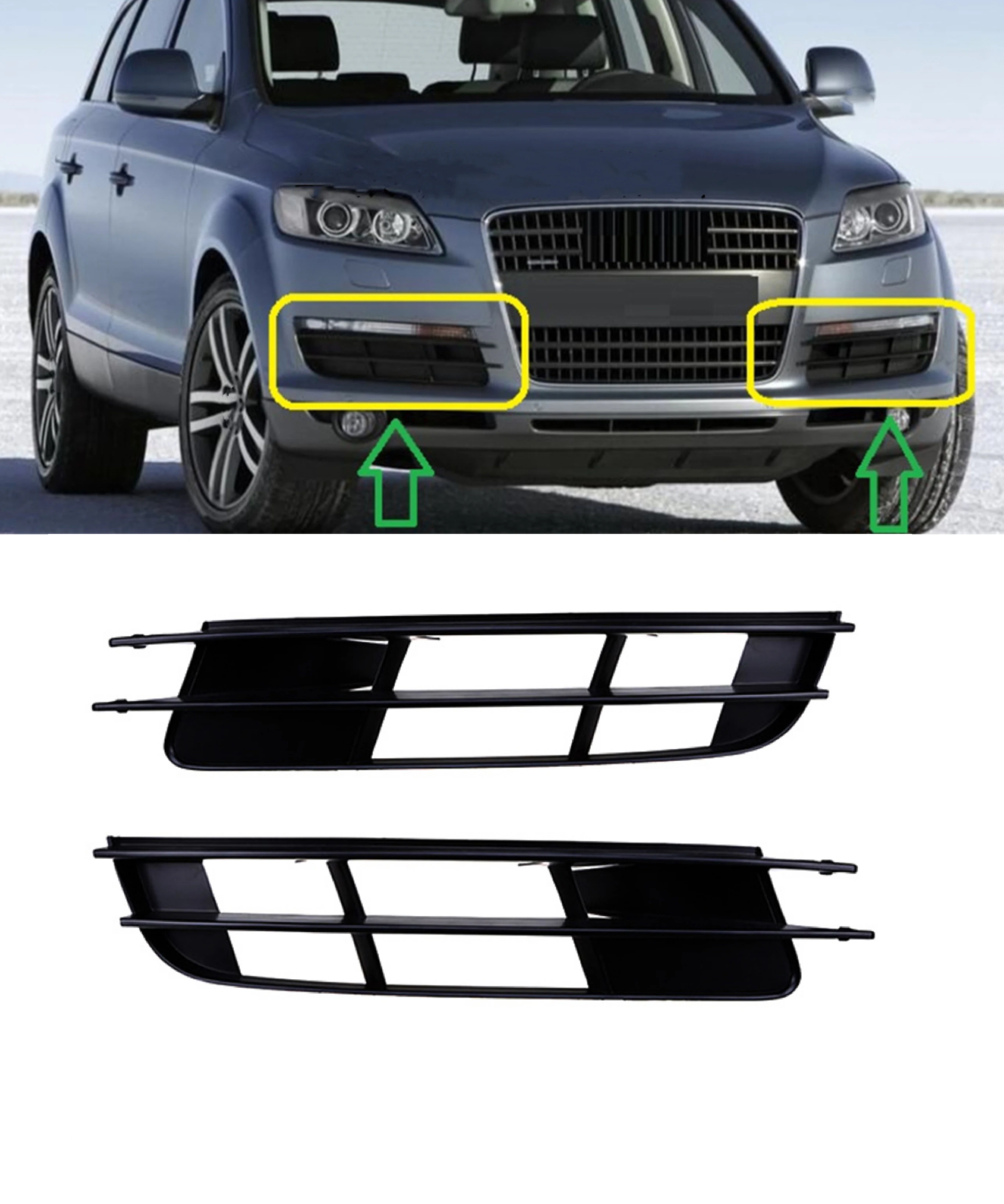 Car Fog Light Grille Front  Bumper Cover Grille For Audi Q7 2007 2008 2009 4L0807681 4L0807682