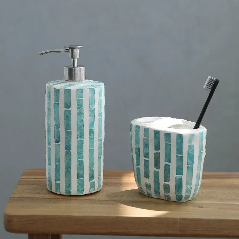European-style Shell Bathroom Set, Storage Tank Tray, Toothbrush Cup, Ceramic Lotion, Bath Bottle, Tissue Box, Home Decoration