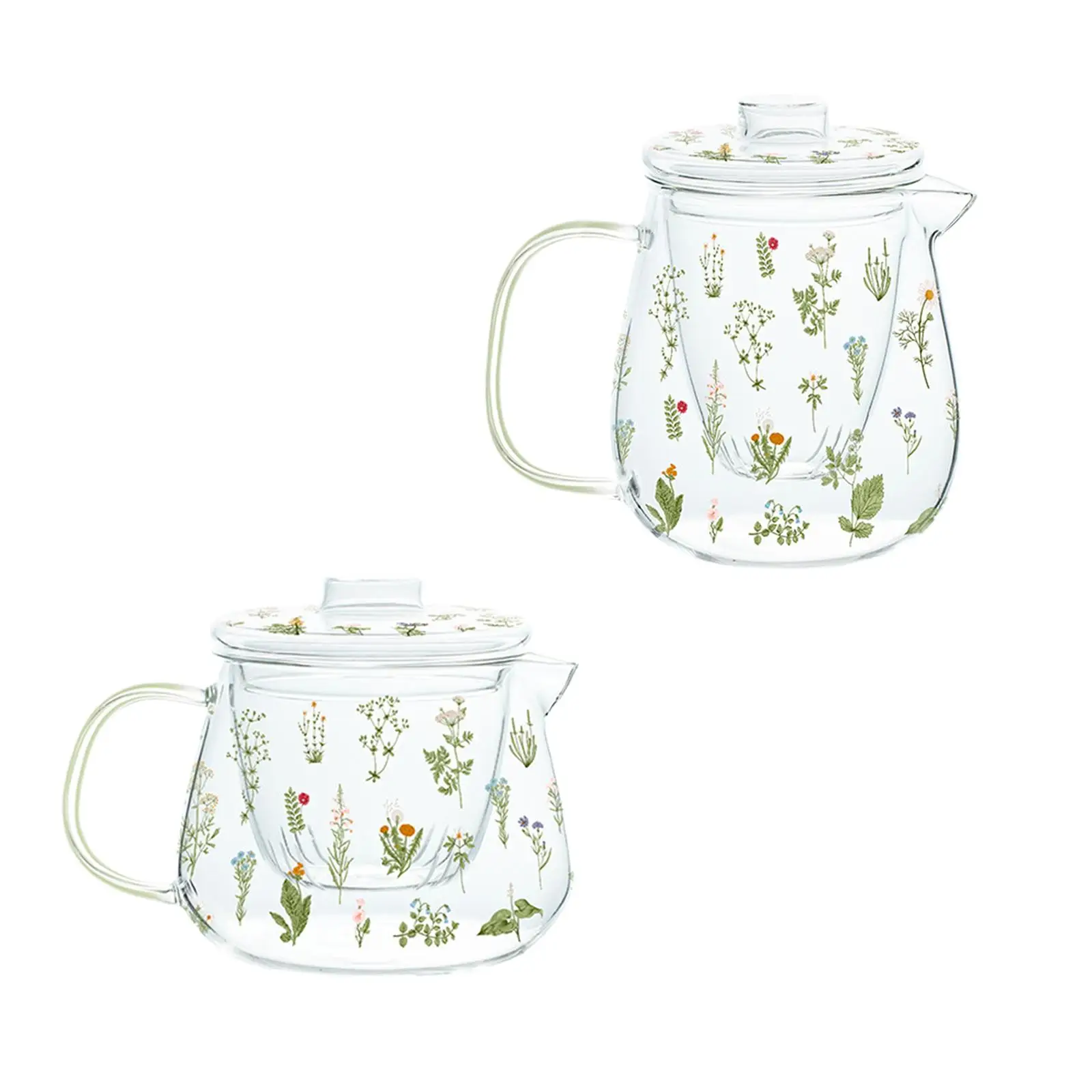 Glass Blooming Tea Teapot with Strainer Tea Kettle Heat Resistant Hand Blowing Glass Teapot for Gift Anniversary Party Office