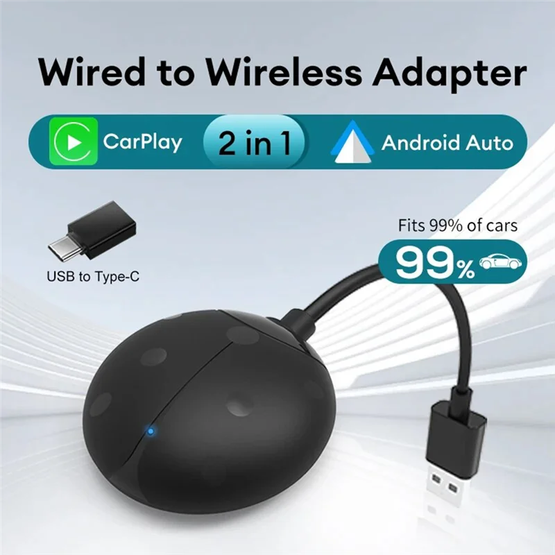 

2 In 1 Wireless Carplay Adapter USB Dongle Wired Android Auto AI Box Car Media Player Adapter Bluetooth Auto Connect-Y41A