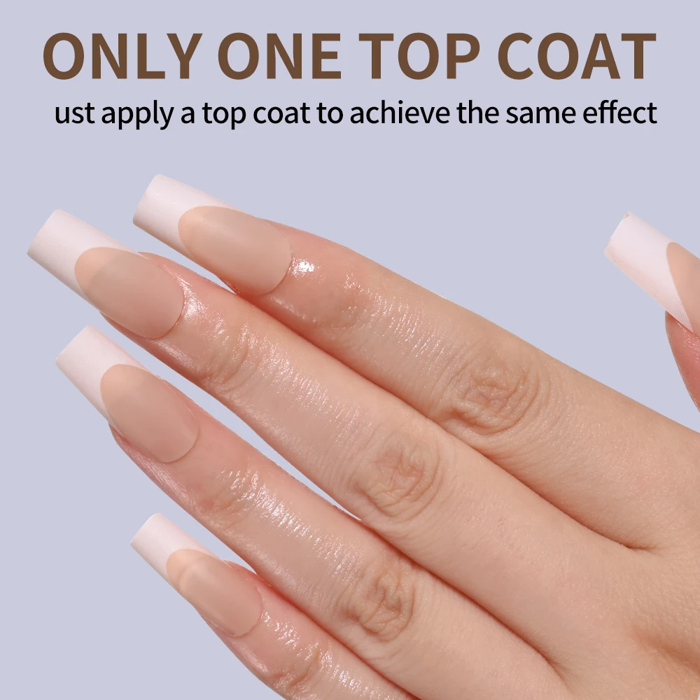 120Pcs Mid-Long French Matte Square Fake Nail 1.95-2.5cm Nude Color Square Press On Nail Stylish Artificial Square False Nail