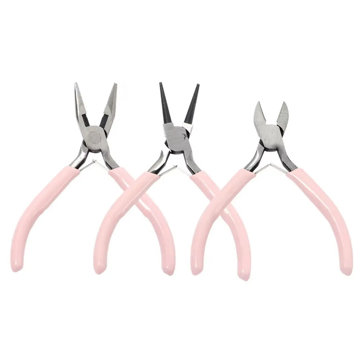 Draagbare 3-kleuren metalen tang gereedschapset sieraden maken ronde neus tang pincet kit voor handwerk kralen naaien doe-het-zelf benodigdheden