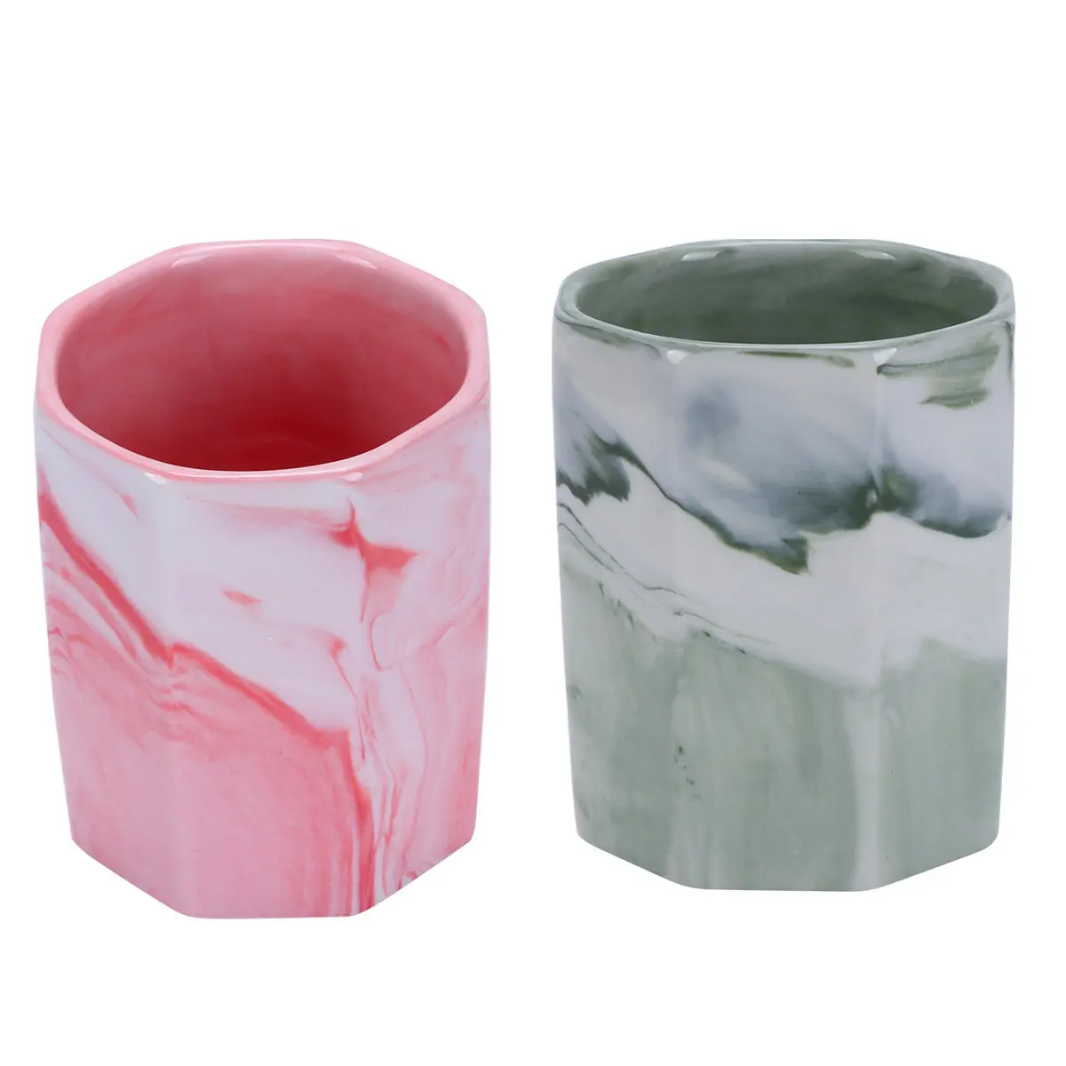 1Pcs Marble Look Ceramic Pen Holder Large Capacity Pencil Holder Makeup Brush Organizer Toothbrush Kitchen Utensil Desk Table