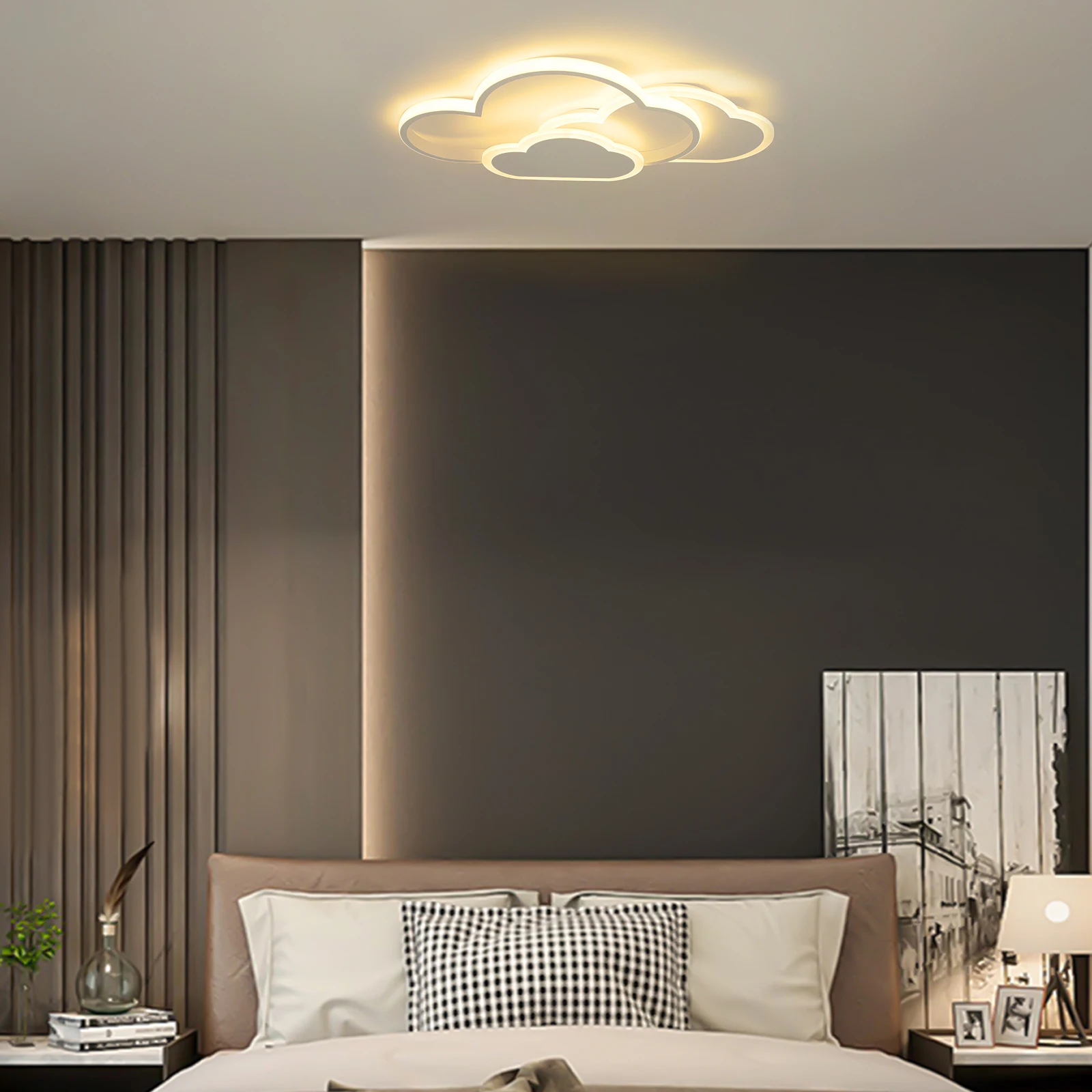 Plafonnier LED en Forme de Nuage de 22 Pouces au Design Minimaliste Moderne, Luminaire Décoratif de Plafond, Idéal pour un Salon, une Chambre