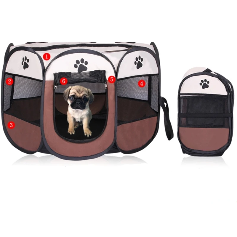 Top seller 73 x 73 x 43cm Fashion Oxford Cloth Waterproof Dog Tent Foldable Octagonal Outdoor Pet Fence