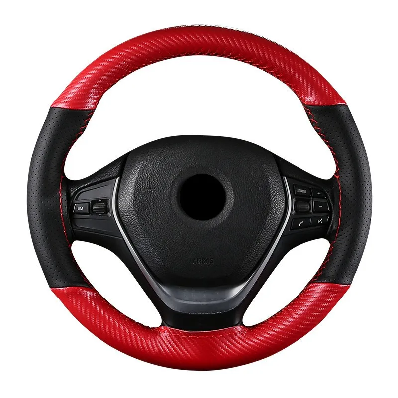 Car Steering Wheel Cover Carbon fiber pattern Leather Protective cover For Volvo XC60 XC90 S90 V90CC S60 V60CC V40 S80 XC40 Xc70