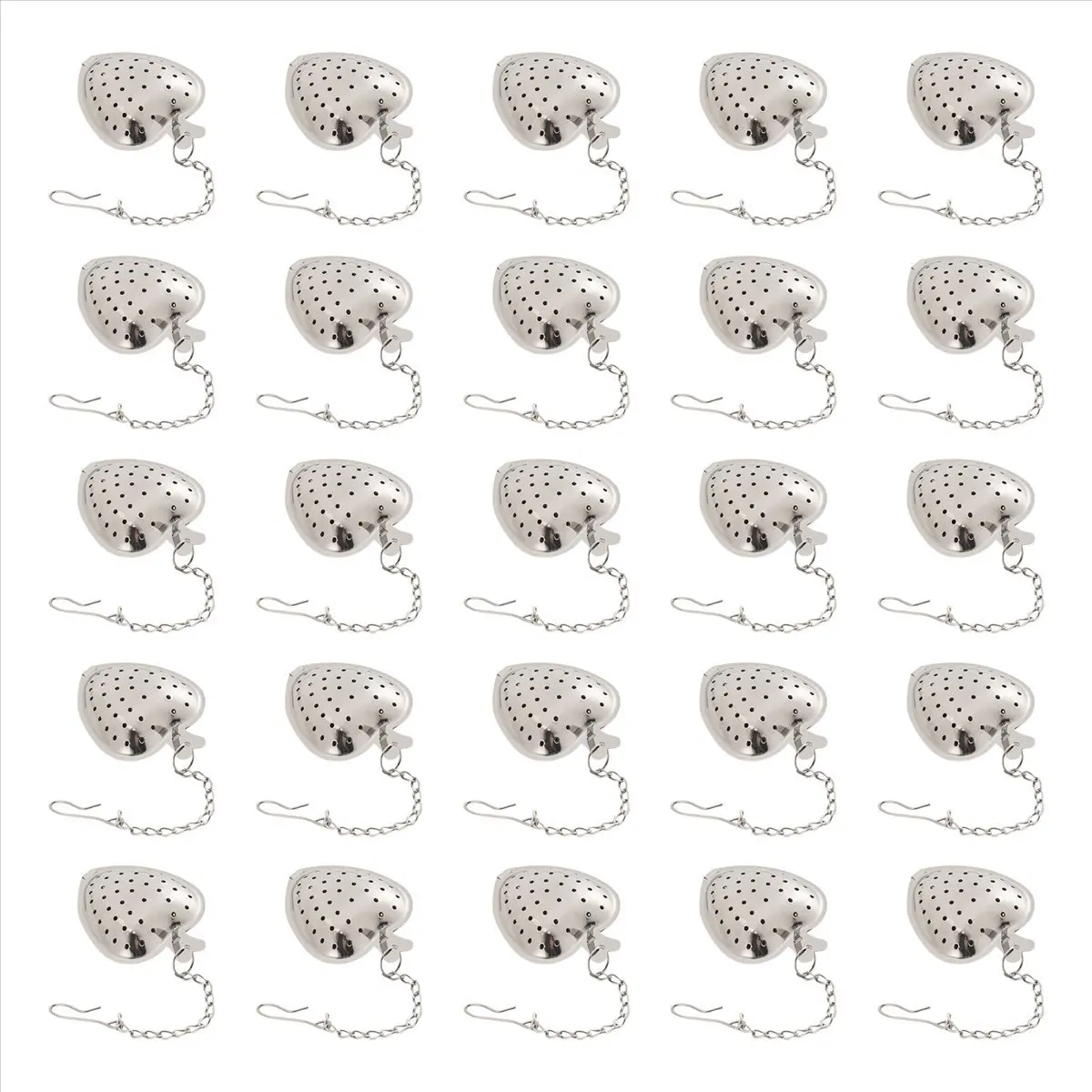 HITL 25Pcs Tea Strainer Stainless Steel Tea Ball Infuser Loose,Extended Chain Hook for Seasonings Cup Bottle Party Favors