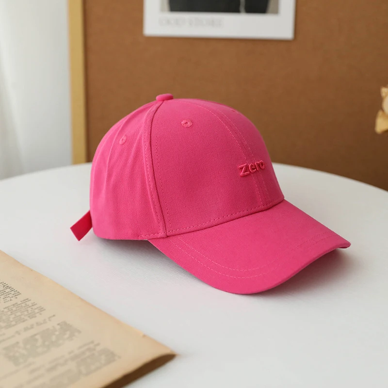 2023 Korean Candy Color Cotton Baseball Cap Spring Summer Comfort Weat-absorbing Snapback Adjustable Letter Embroidery Sunhat