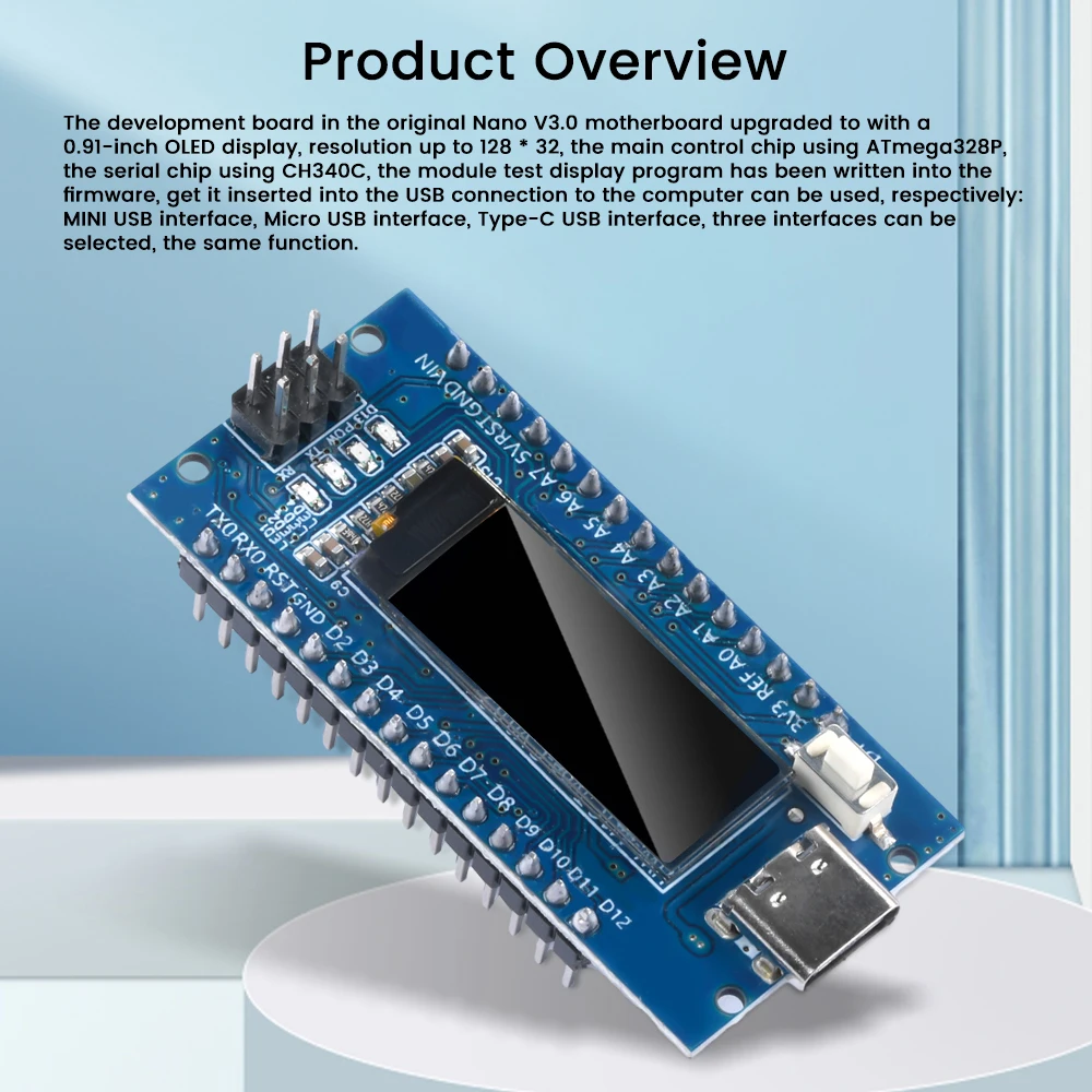 Nano V3.0 Atmega328P Ch340C Built-In 0.91