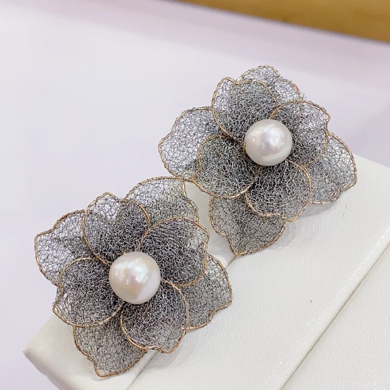 

SGARIT Pearl Jewelry 14k Filled Gold Natural Edison Pearls Earrings Handmade Flower Pearl Earrings