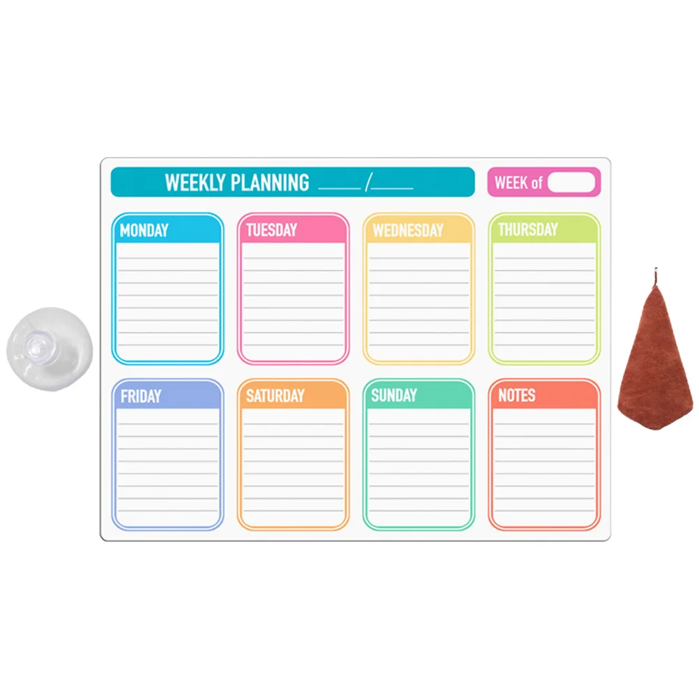 مجموعة واحدة من لوحة المسح الجاف المغناطيسية للوحة تخطيط جدول الثلاجة، مخطط القائمة الأسبوعي القابل للمسح، تقويم المسح الجاف المغناطيسي