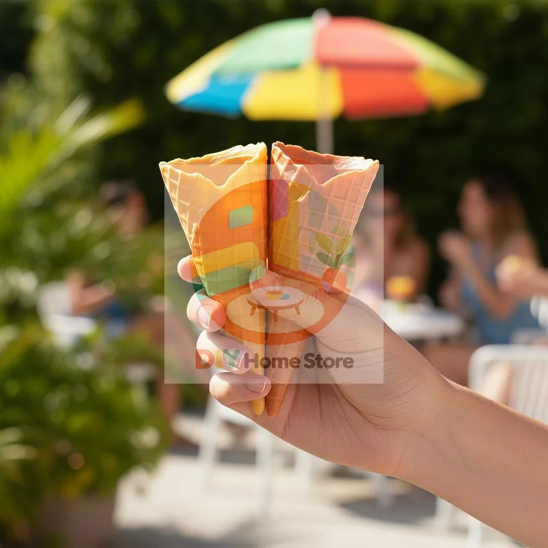 Artificial Fake Ice Cream Cone Set Realistic Dessert Model Ornaments for Home Kitchen Decor Summer Pool Party Table Supplies
