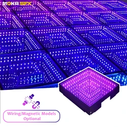 MOKA SFX Infinit 3D Mirror Dance Floor 50x50cm Tempered Glass RGB LED Dance Floor Panel Waterproof for Club Pub SD Control