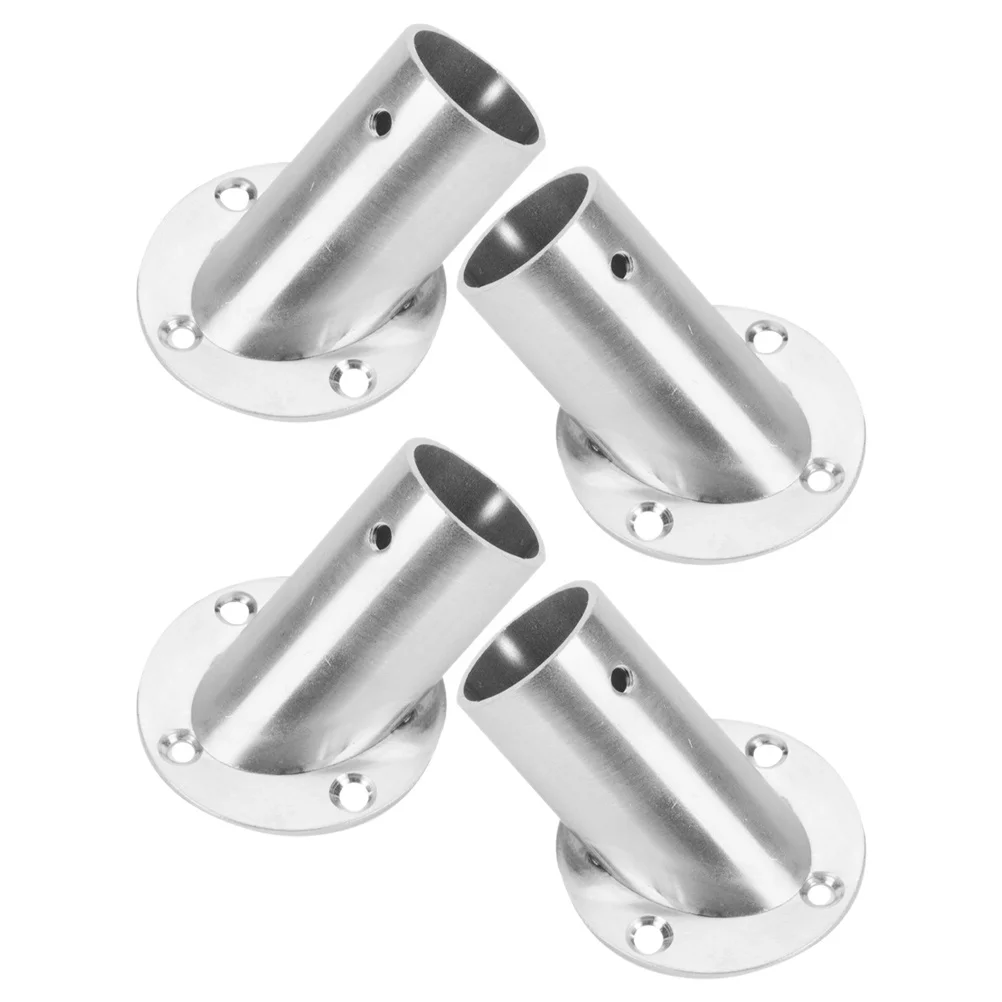 

4Pcs Metal Flange Brackets for Closet Rod End Supports Heavy Duty Clothes Hanging System with Elevated Corner Design Closet