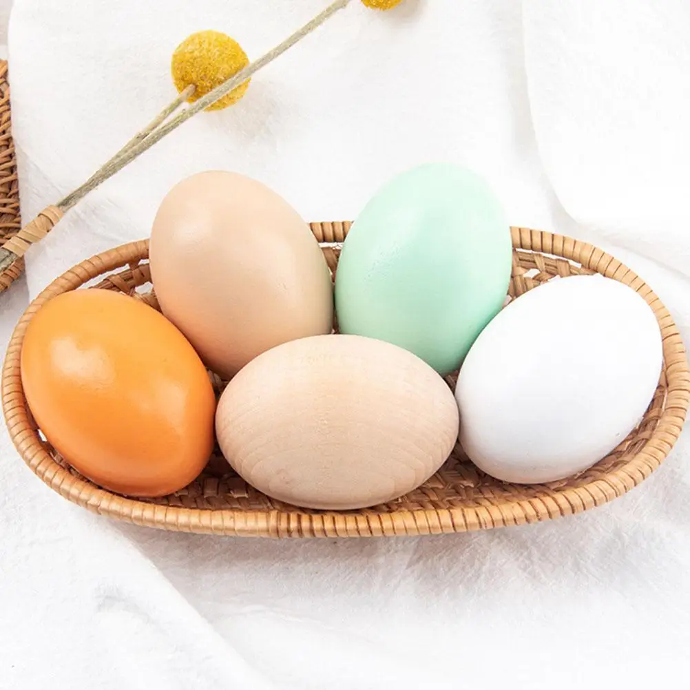 8 pezzi di uova simulate in legno simulazione pasquale giocattolo finto puntelli decorazione di pollo per feste per bambini