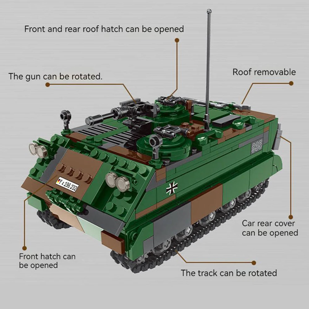 جديد وصول اللبنات العسكرية الألمانية WW2 M113 الناقل المدرع الطوب كتل لعب للبنين ألعاب تعليمية