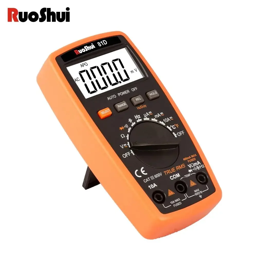 RuoShui 81D Mini Digital Multimeter 3999 Counts True RMS Temperature Capacitance Frequency Diode Tester Auto Range Multimetro