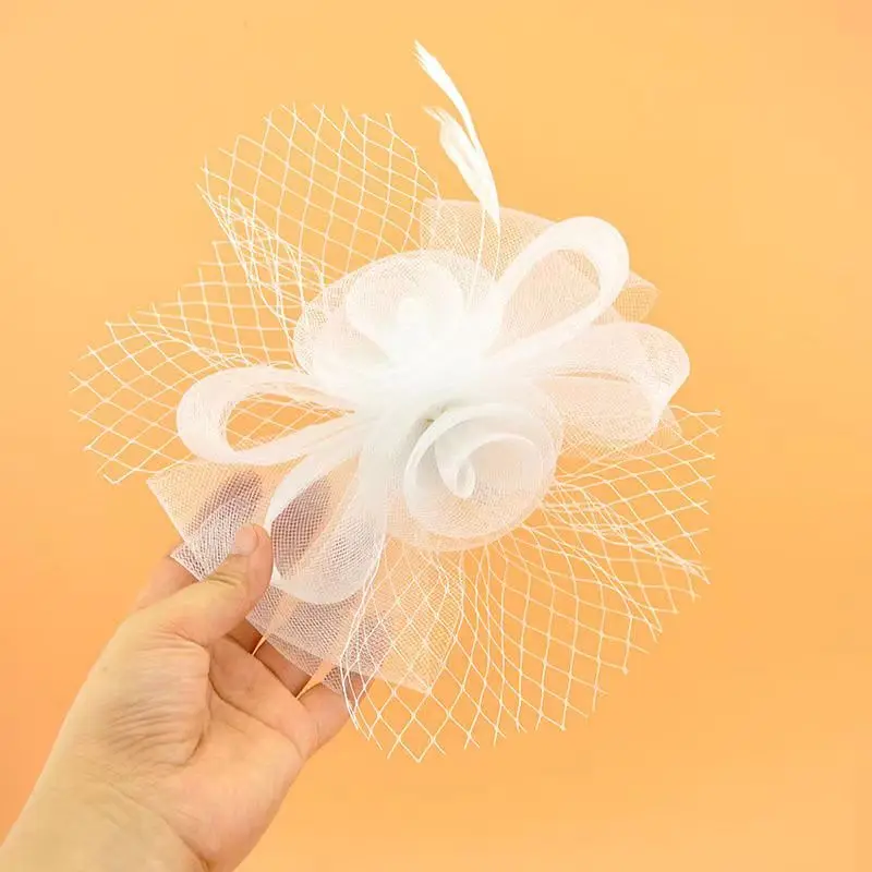 Fashion New Wedding Flower Fascinator Hair Clip Bride Wedding Headwear Women Church Veil Hair Accessories Party Tea Pillbox Hat