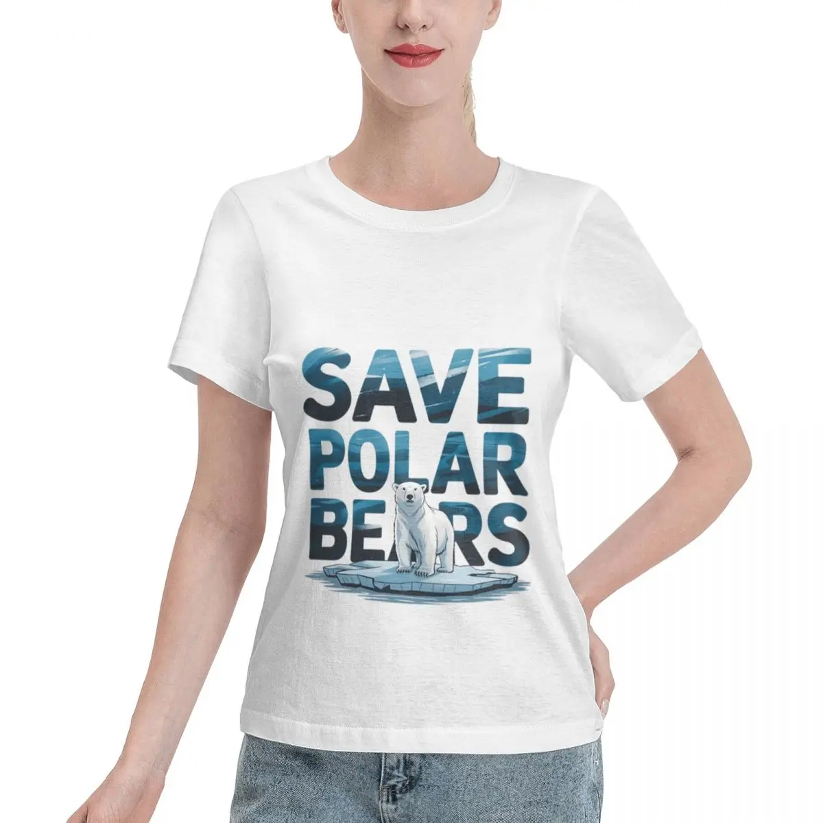 Oversized Option Save The Polar Bears Women's T-shirt Breathable Wear Blank T Shirt