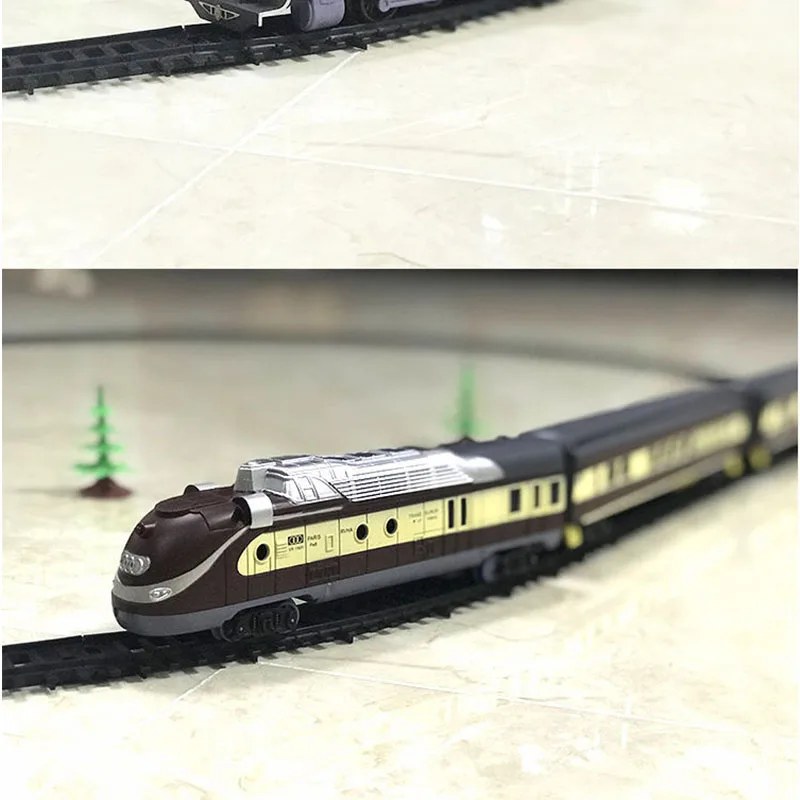 Electric Train Toy Set Whistle Car Railway Tracks Steam Locomotive Engine Diecast Model Educational Game Boy Toys for Children