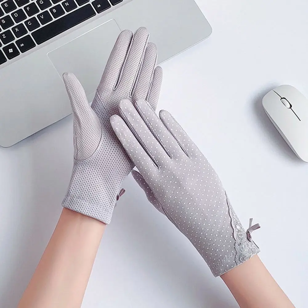 Frauen Sonnenschutz Handschuhe Weibliche Sommer Frühling Sonnenschutz Handschuhe Radfahren Fahren Laufen Dünne Elastische Anti-UV Fäustlinge