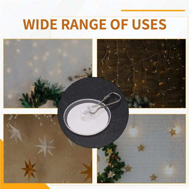 J1UL1N Clear Adhesive Ceiling Hooks 50 Pcs For Hanging No-Drill Sticky Birthday Hook Damage-Free