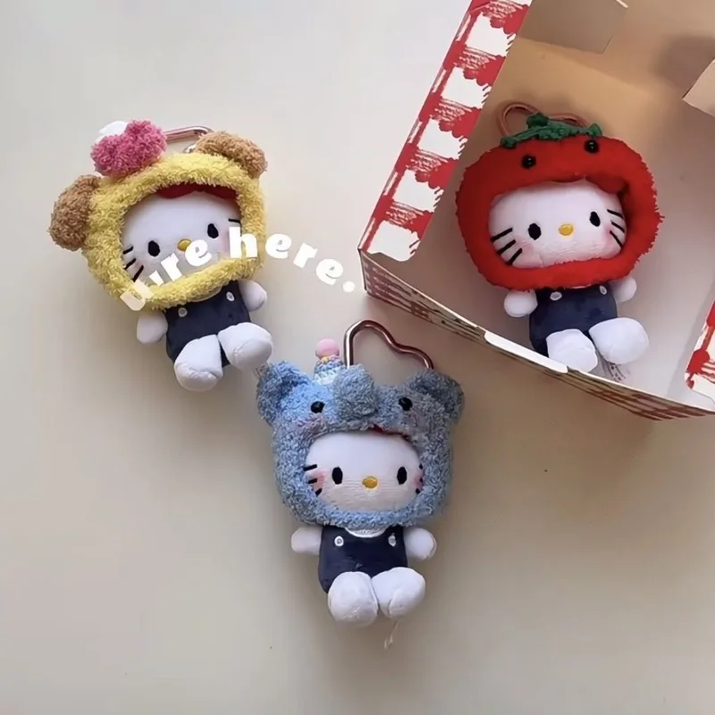 10 cm/3,93 in Hallo Kitty Anime Plüsch Anhänger Cartoon Puppe Rucksack Baumwolle Schlüsselring Zubehör Ornamente Peripheriegeräte Geburtstag Geschenk