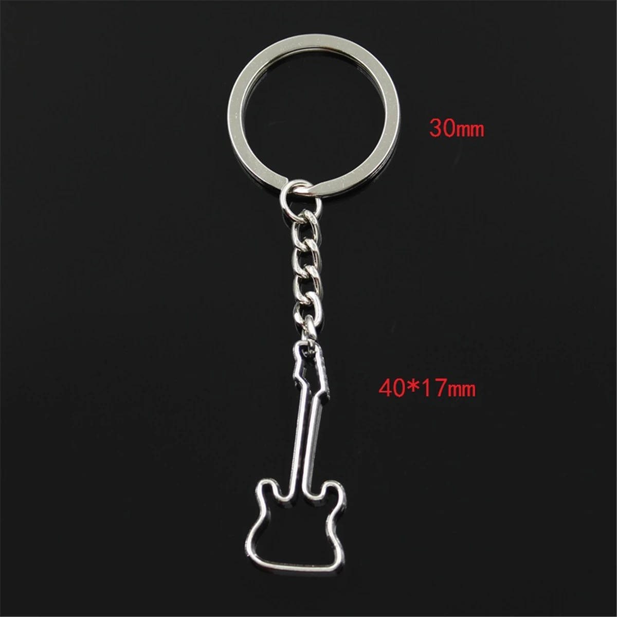 Fashion Hollow Guitar 40x17mm Pendant 30mm Key Ring Metal Chain Bronze Silver Color Men Car Gift Souvenirs Keychain Dropshipping